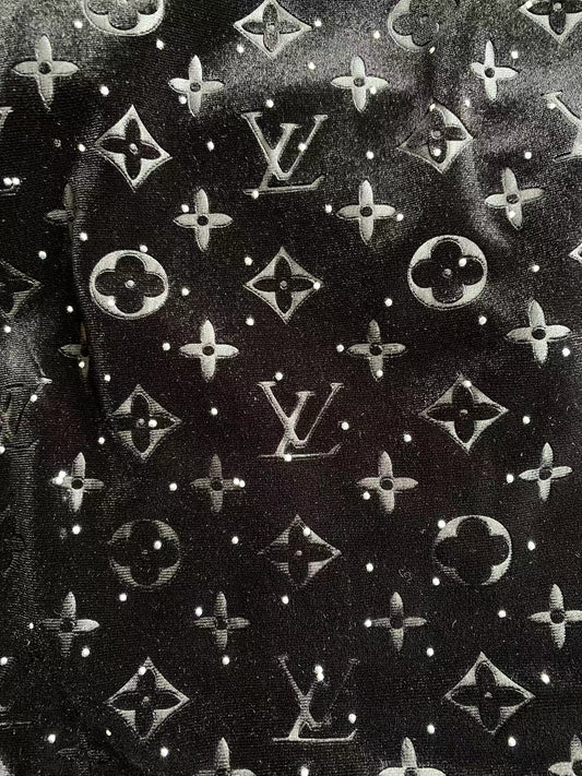 Black LV Louis Vuitton Velvet Sewing Fabric
