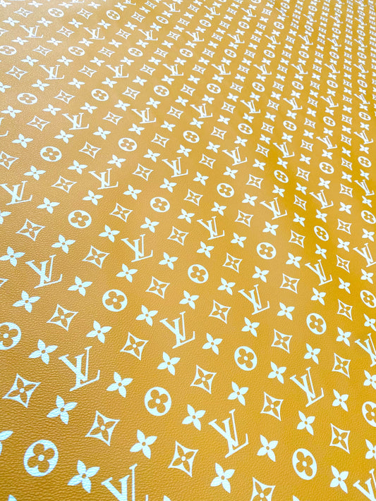 Yellow Louis Vuitton LV Fabric Leather Monogram for Handmade DIY Sewing
