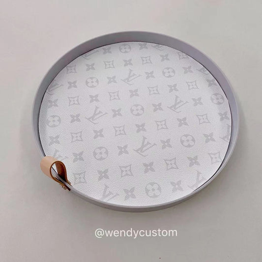White Grey LV Tray With Leather Strap