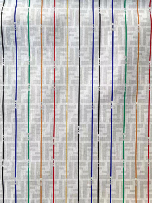 White FF Fendi Vinyl Faux Leather Sheet for Custom Sewing Projects