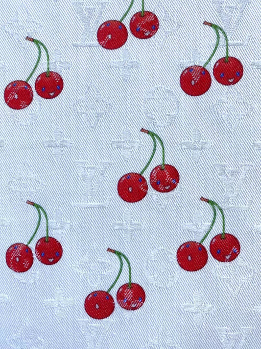 White Denim Designer Fabric Louis Vuitton MURAKAMI Cherry